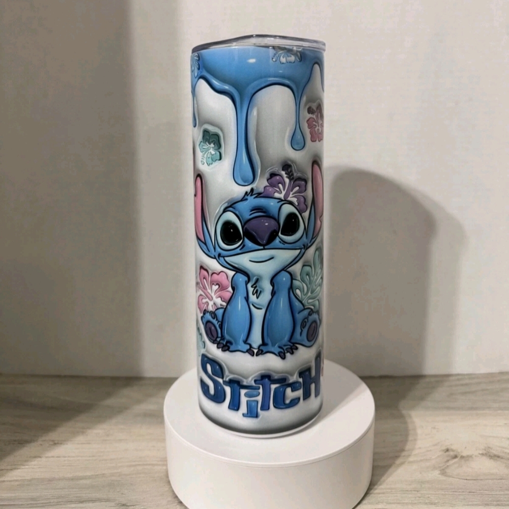 Love Stitch Blue and White Ceramic Tumbler